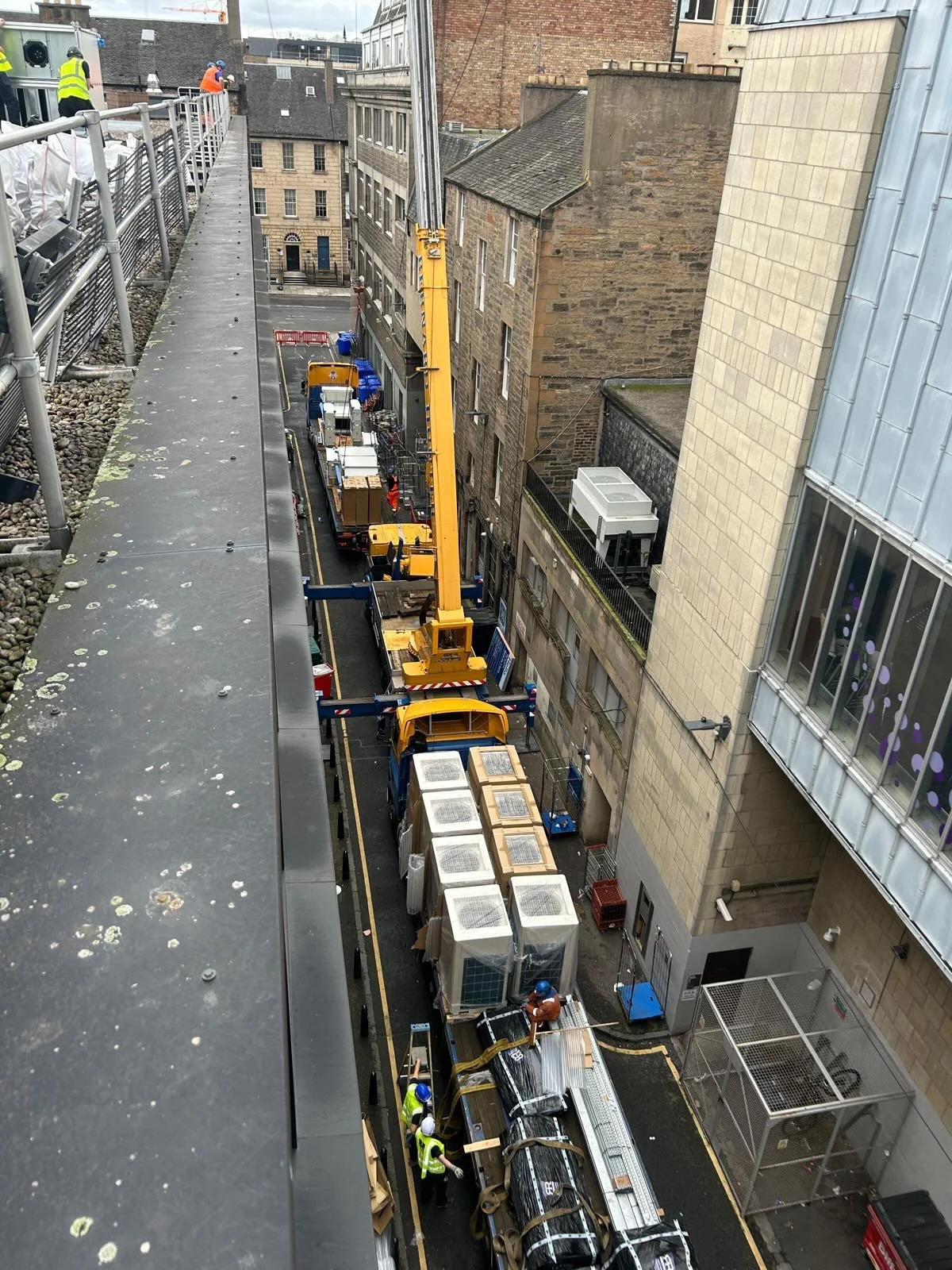 B-DACS installation project with ductwork and access equipment.