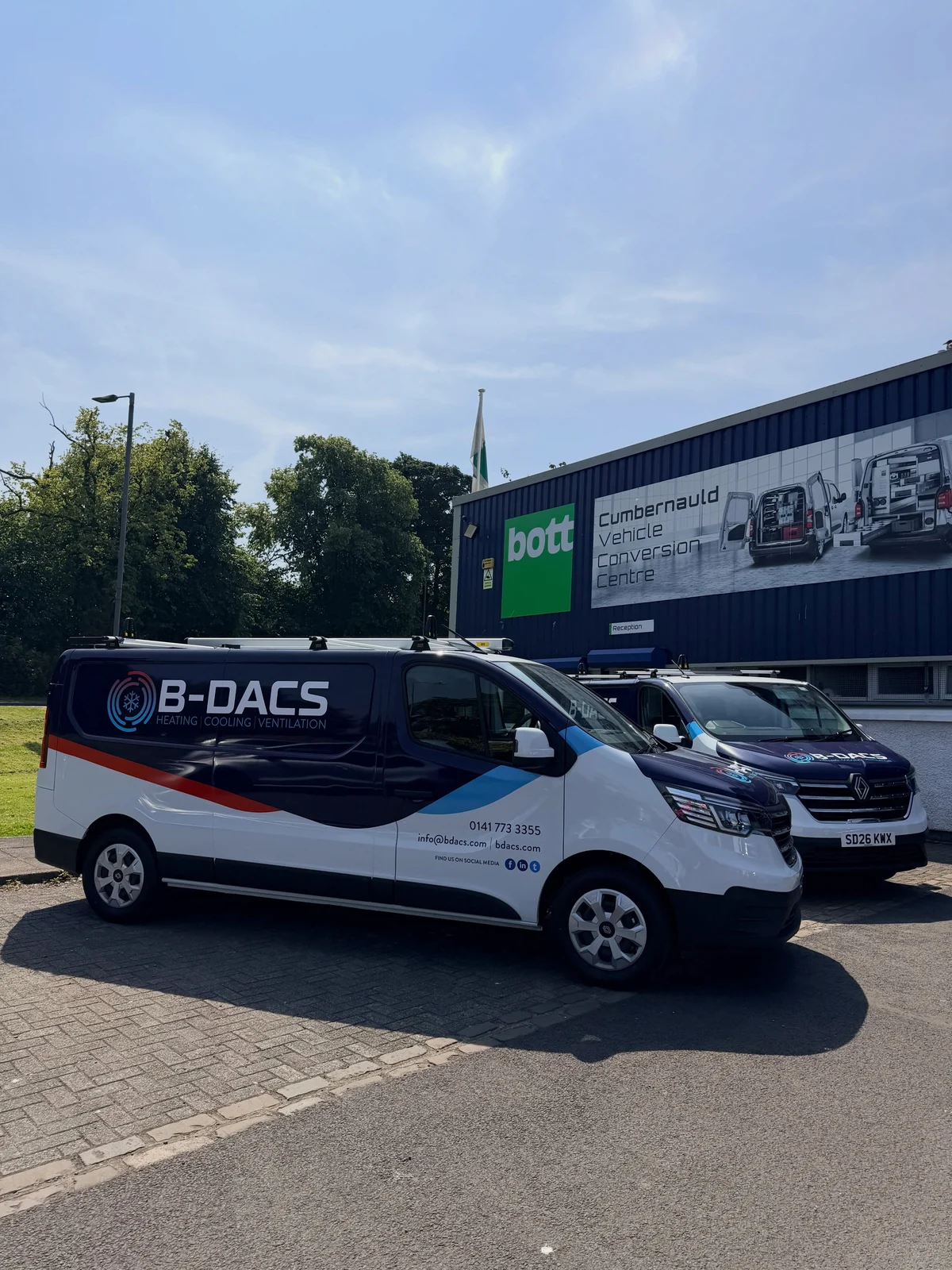 B-DACS branded service vehicles.