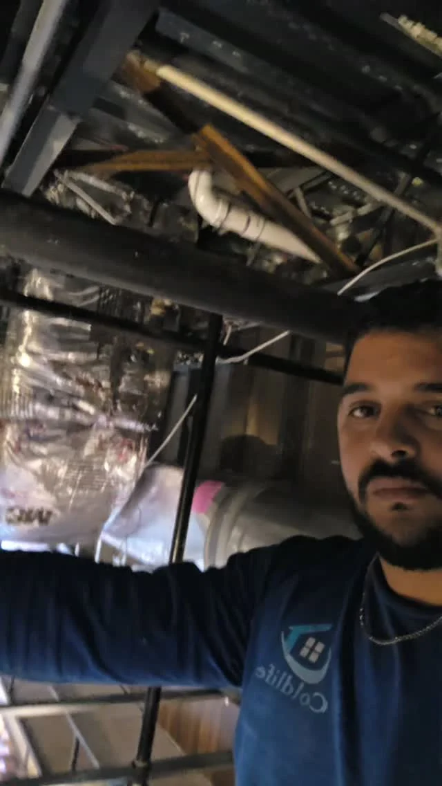 Commercial ductwork installation published by Coldlife AC — Instagram video still.