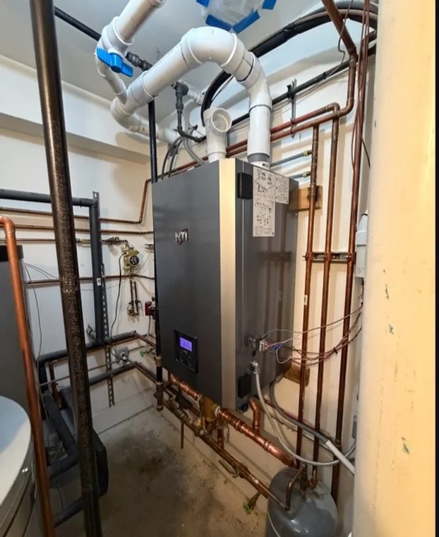 High-efficiency boiler installation
