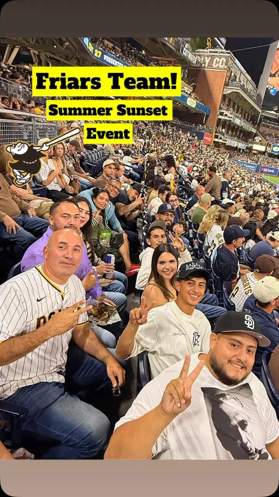 Friars team at a Padres baseball outing, still from its company video.