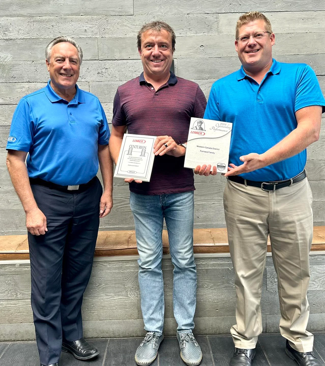 Furnace Family representatives receiving Lennox dealer awards.