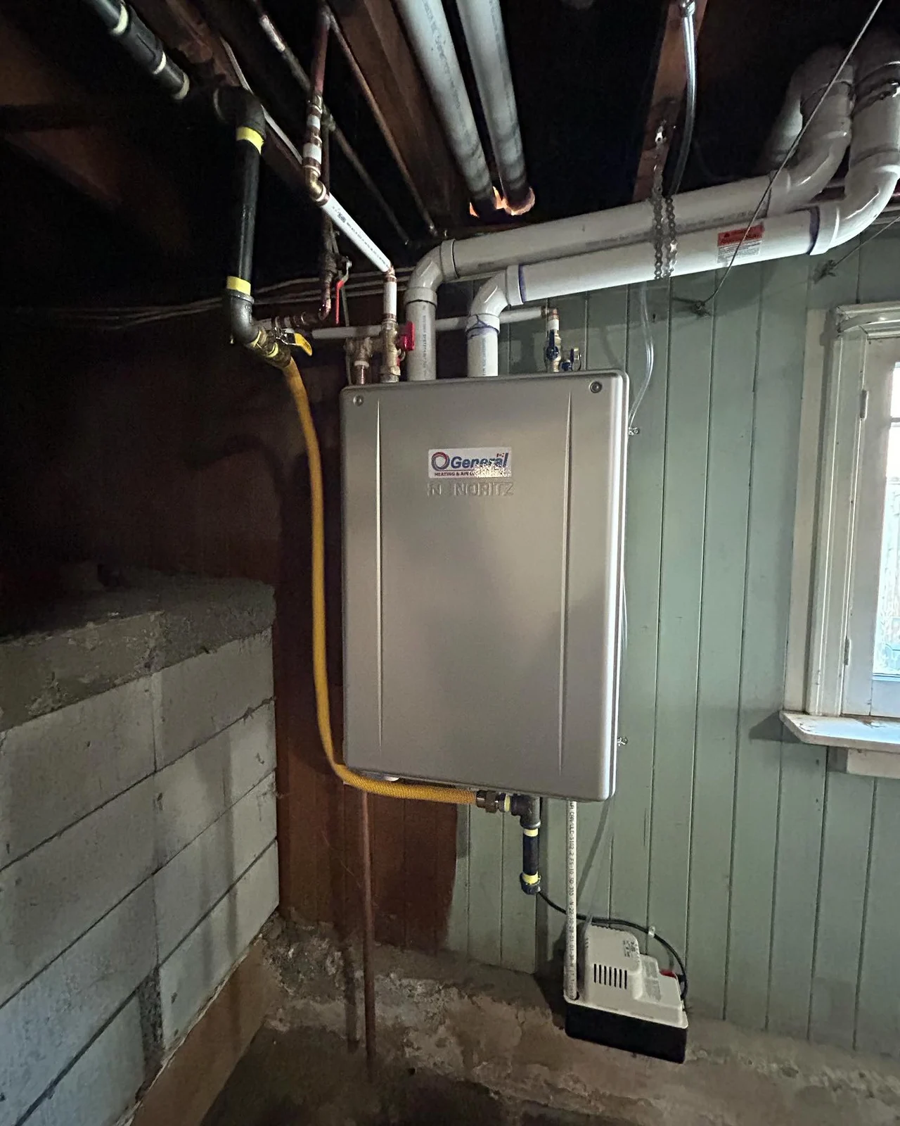 General Heating Noritz tankless water-heater installation.