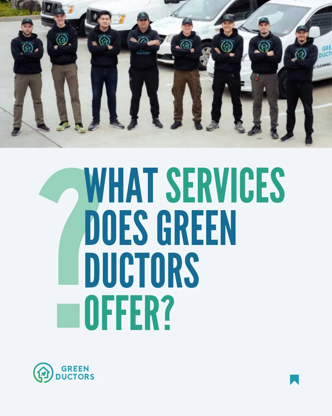 Green Ductors team pictured beside company vans.