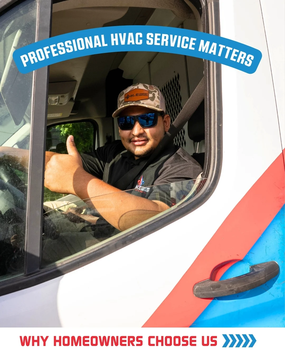 H & E technician working on HVAC equipment