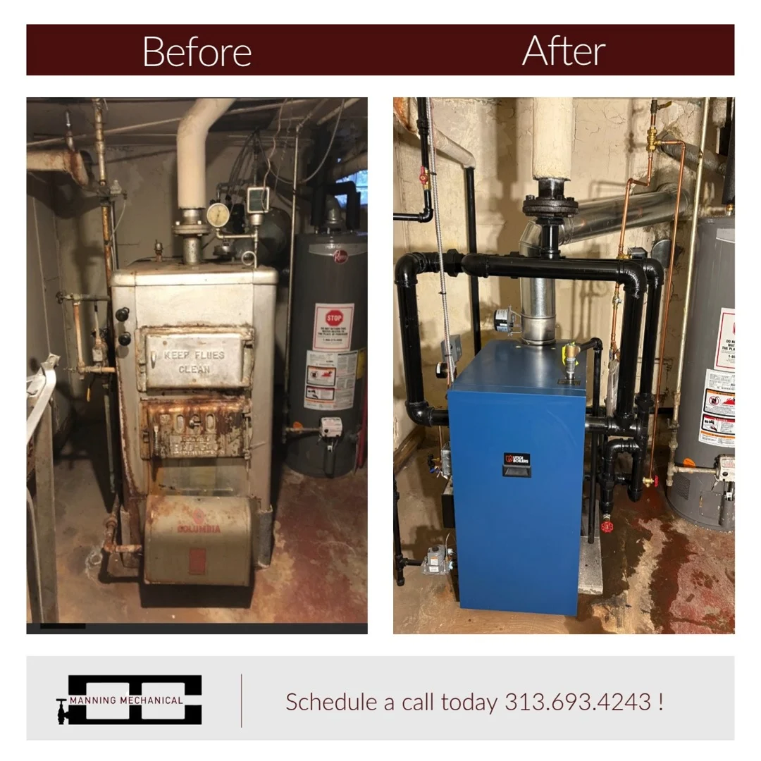 Heating-system upgrade before and after (Instagram video still)