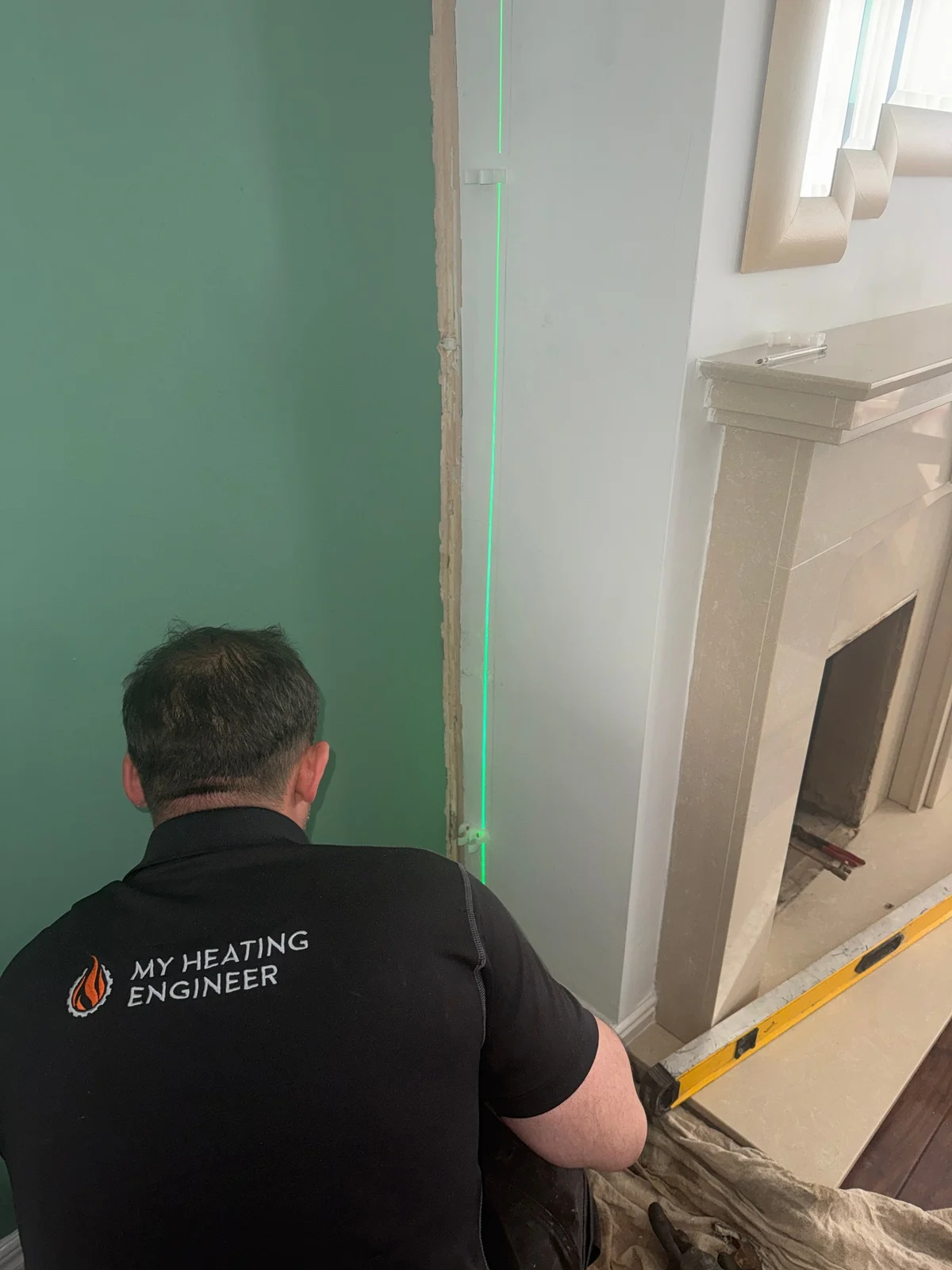 My Heating Engineer technician installing replacement gas pipework.