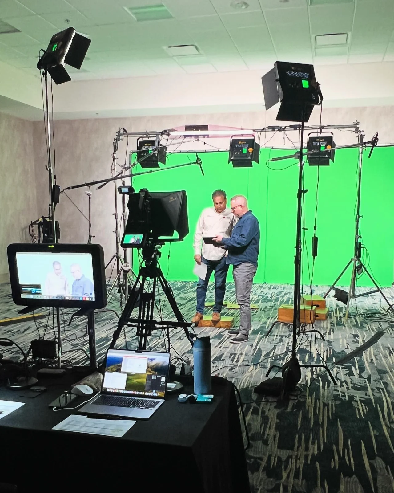 Precise Air Systems team recording a company commercial.