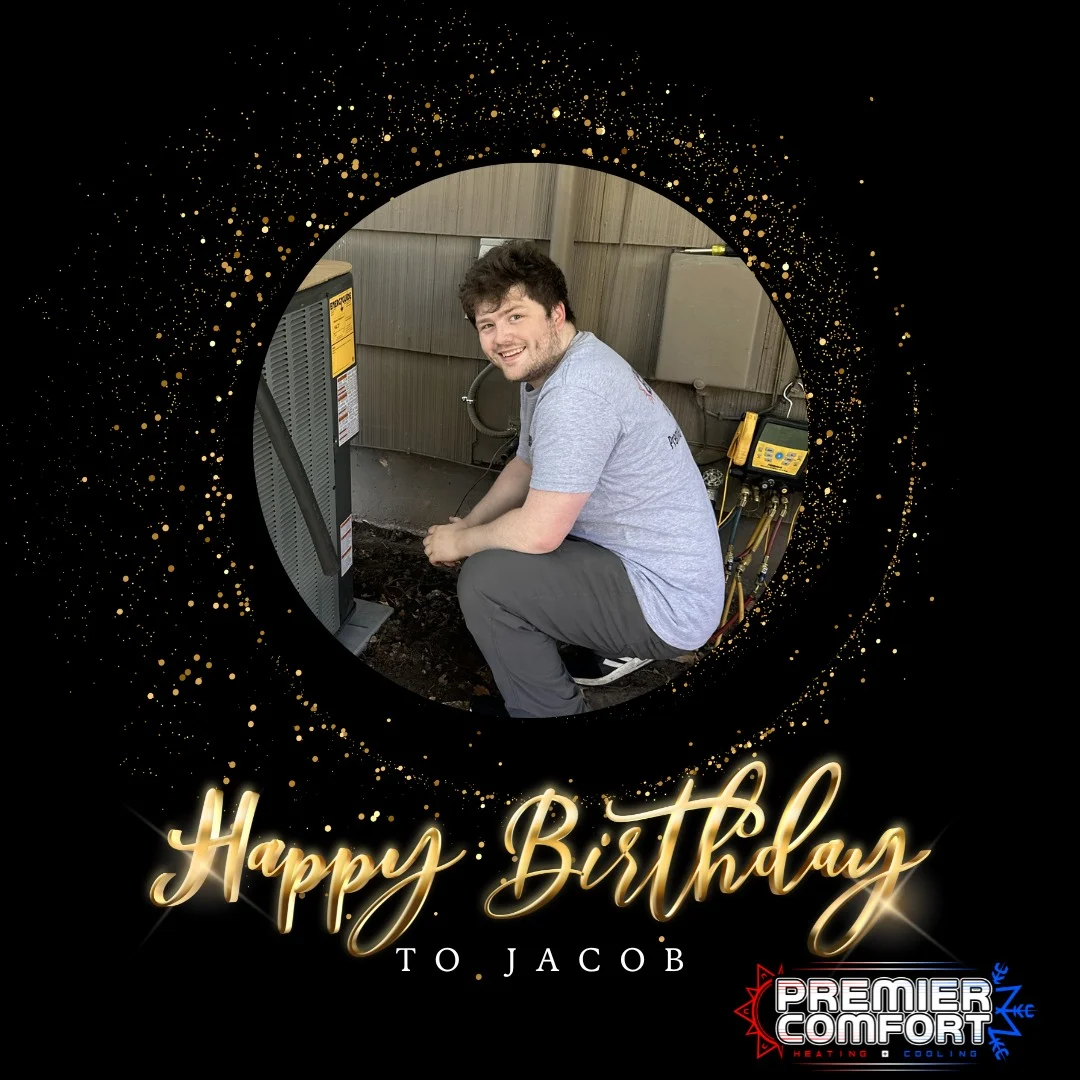 Premier Comfort technician Jacob in a company employee post.