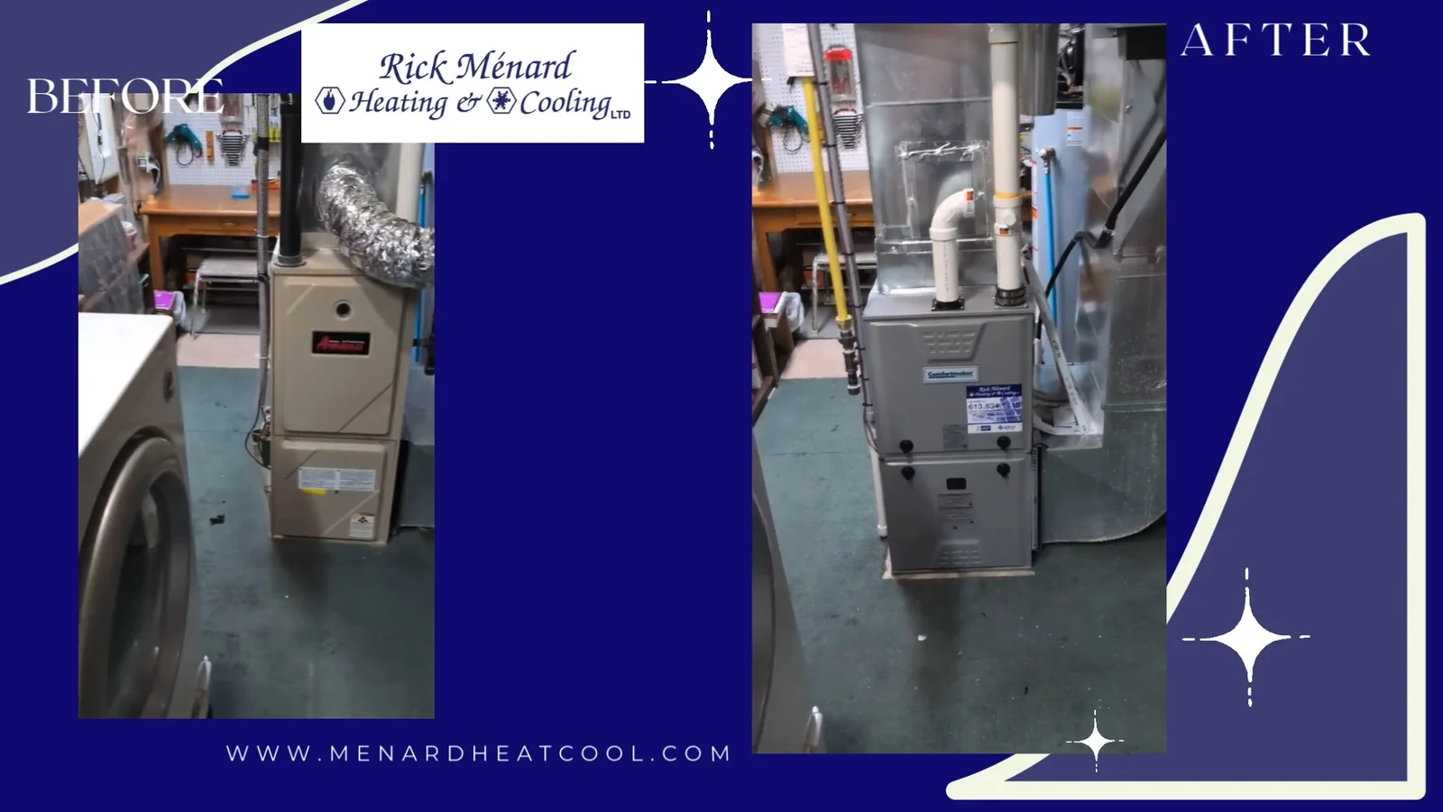 Video still of a furnace installation by Rick Menard Heating & Cooling.