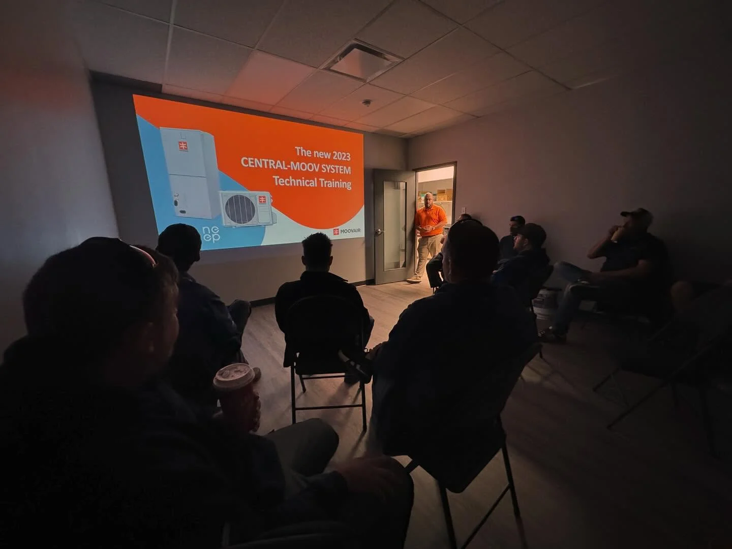 Rick Menard team attending Moovair heat-pump training.