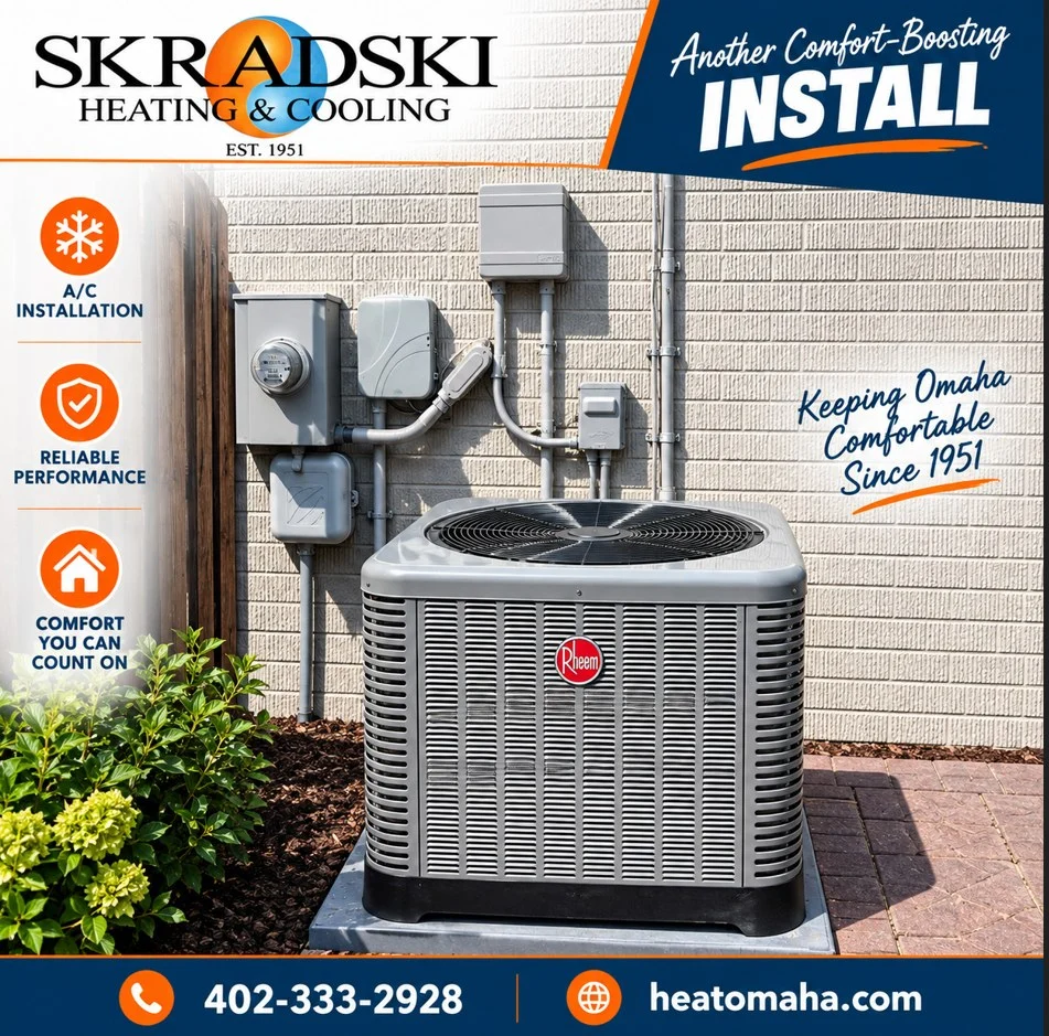 Rheem outdoor air-conditioning system installed by Skradski.
