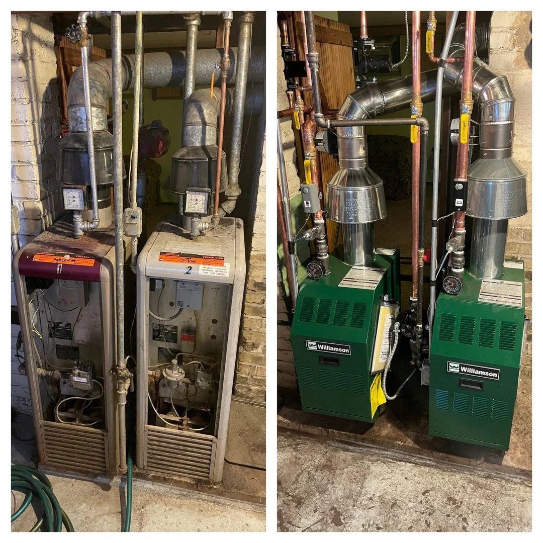 Williamson boiler replacement with copper pipework.
